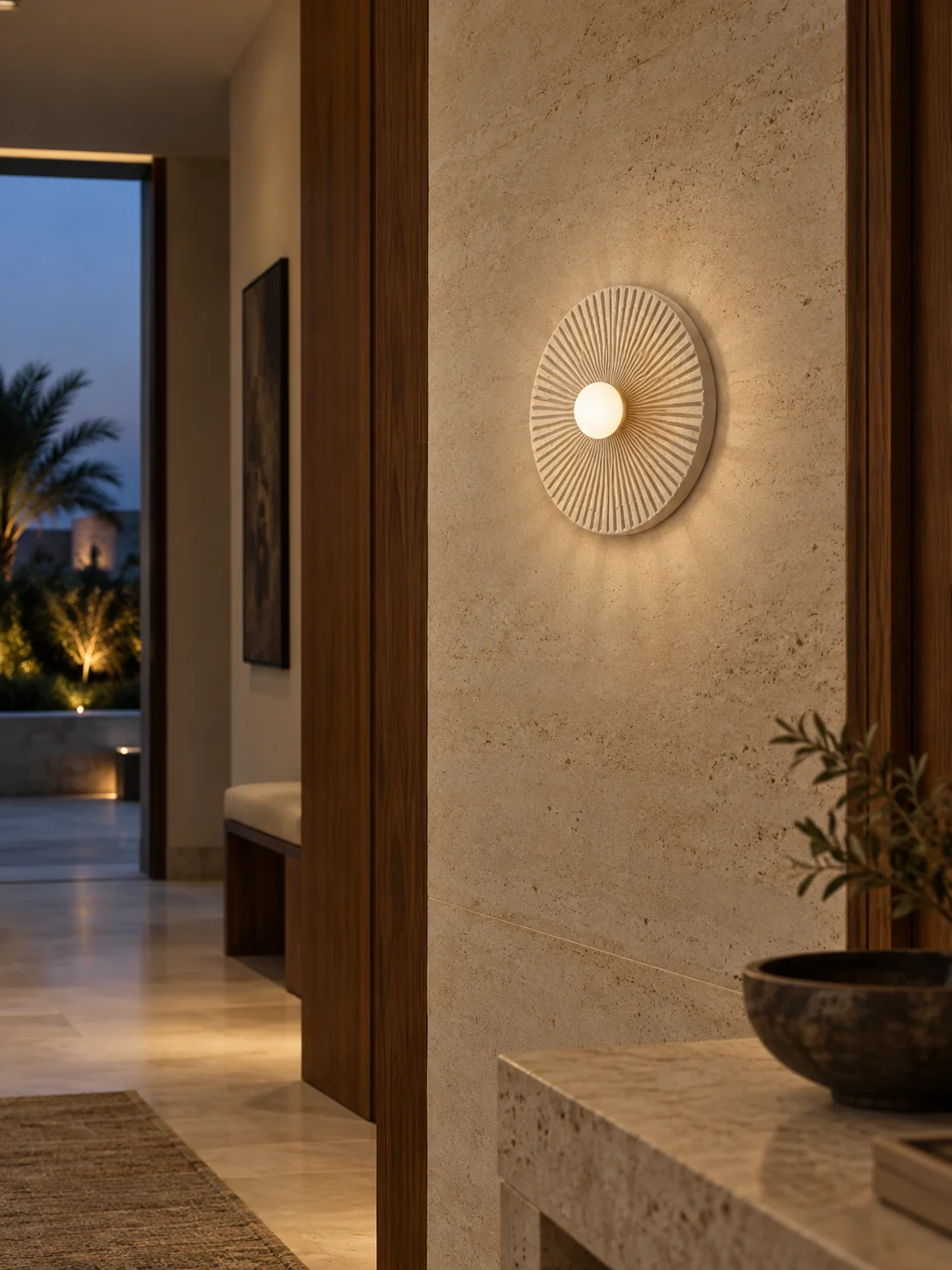 Decorative wall light in a residential setting